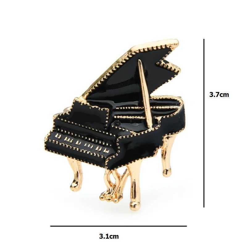 Wulibaby Black Enamel Piano Brooches Women Alloy Instruments Music Party Casual Brooch Pins Gifts J251115