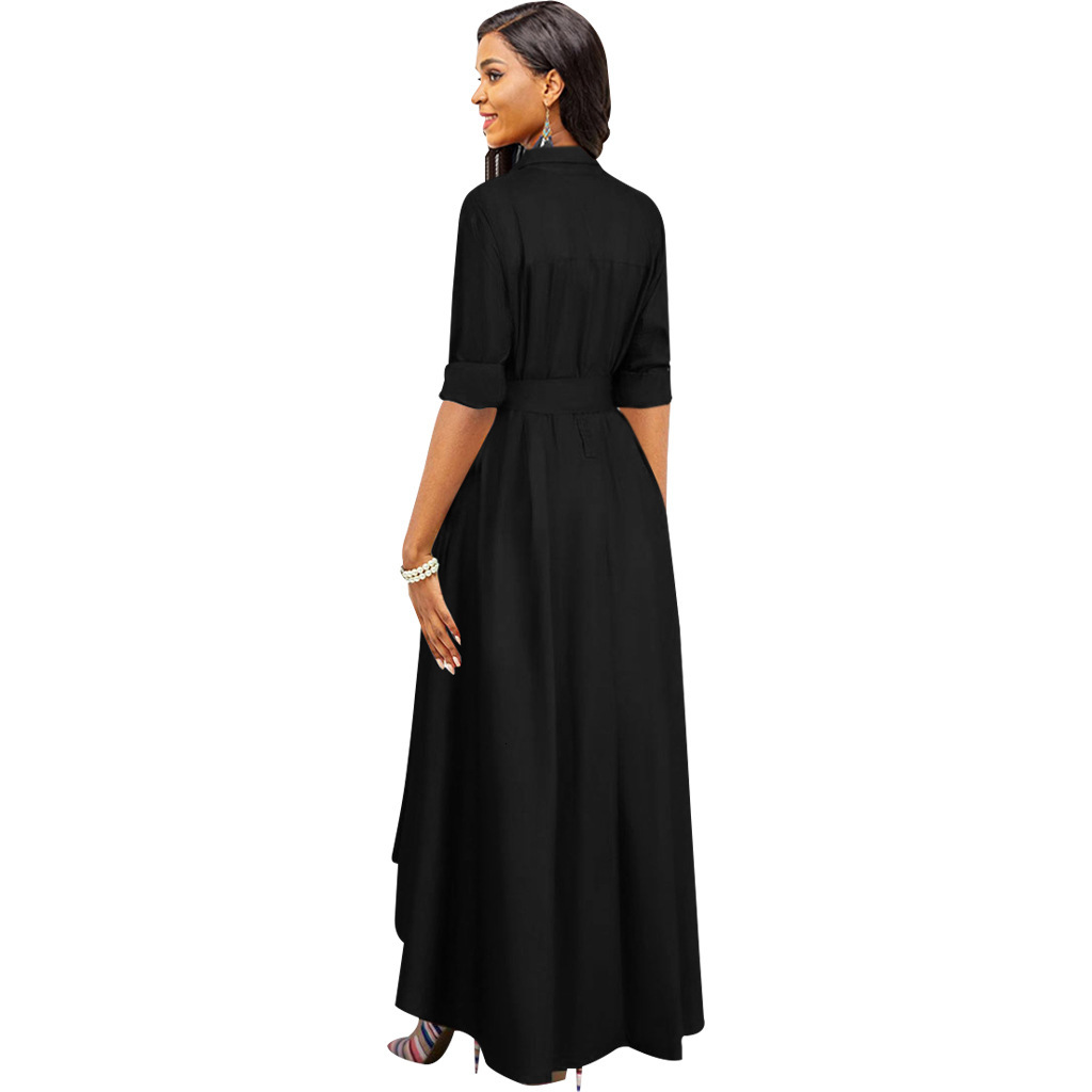 2025 New European and American Sexy Fashion Solid Color Long Sleeve White Collar Designer Women's Dress
