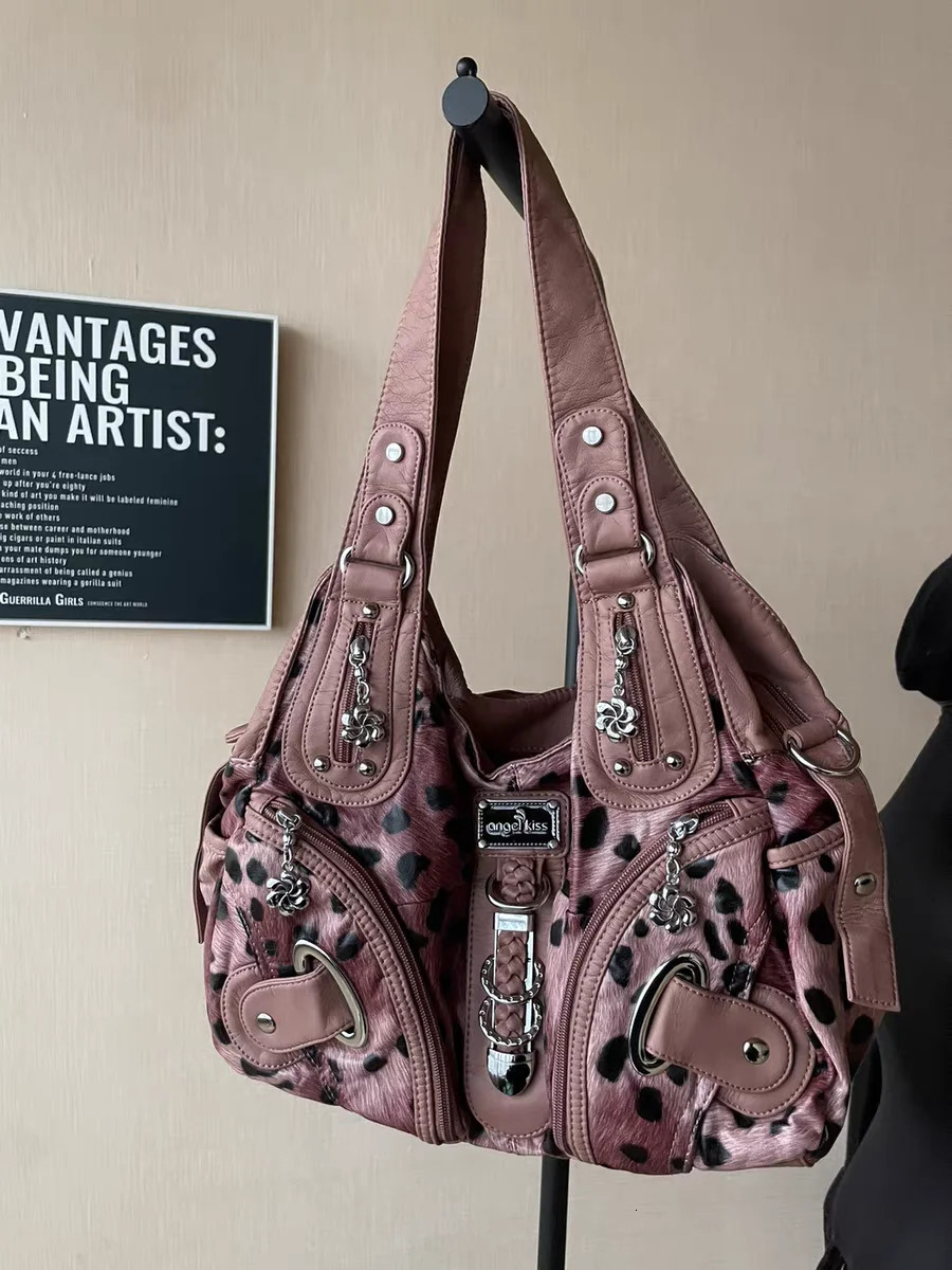 Retro Leopard Print Tote Largecapacity Underarm Shoulder Crossbody Bags for Women 251018