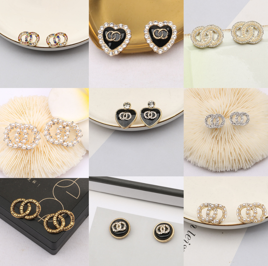 Fashion Luxury Designer Earrings Letter Stud Designer for Women Pearl Tassel Crystal Rhinestone Wedding Party Jewelry Accessories