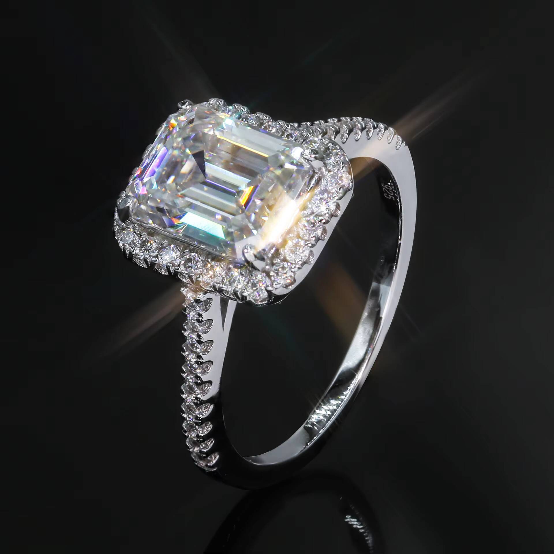 Fashion Hip Hop Moissanite Cuban Chain Ring Full of Inlaid Moissanite Electroplating Real Gold tide Mens Ring