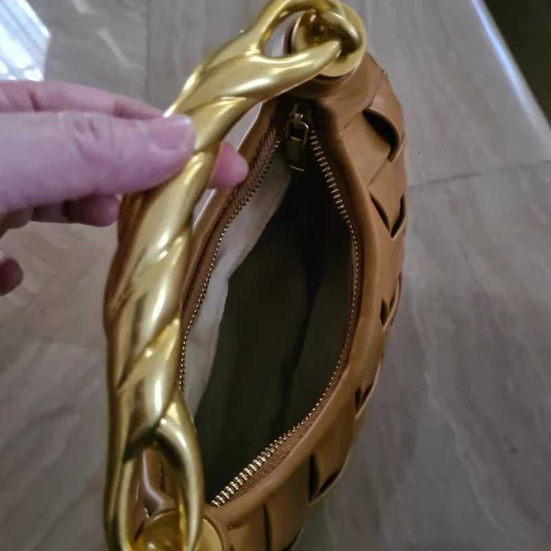Classic Half Moon Bags For Women Luxury Designer Handbag And Purse 2025 New In PU Metal Top Handle Cross Braided Wrist Shoulder Z251024