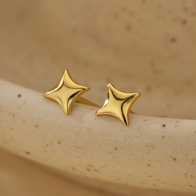 Luxury earrings Simple and Micro inlaid Zircon Asymmetric Octagonal Star Earrings S925 Pure Silver Star Earrings, High Fashion earrings free shipping