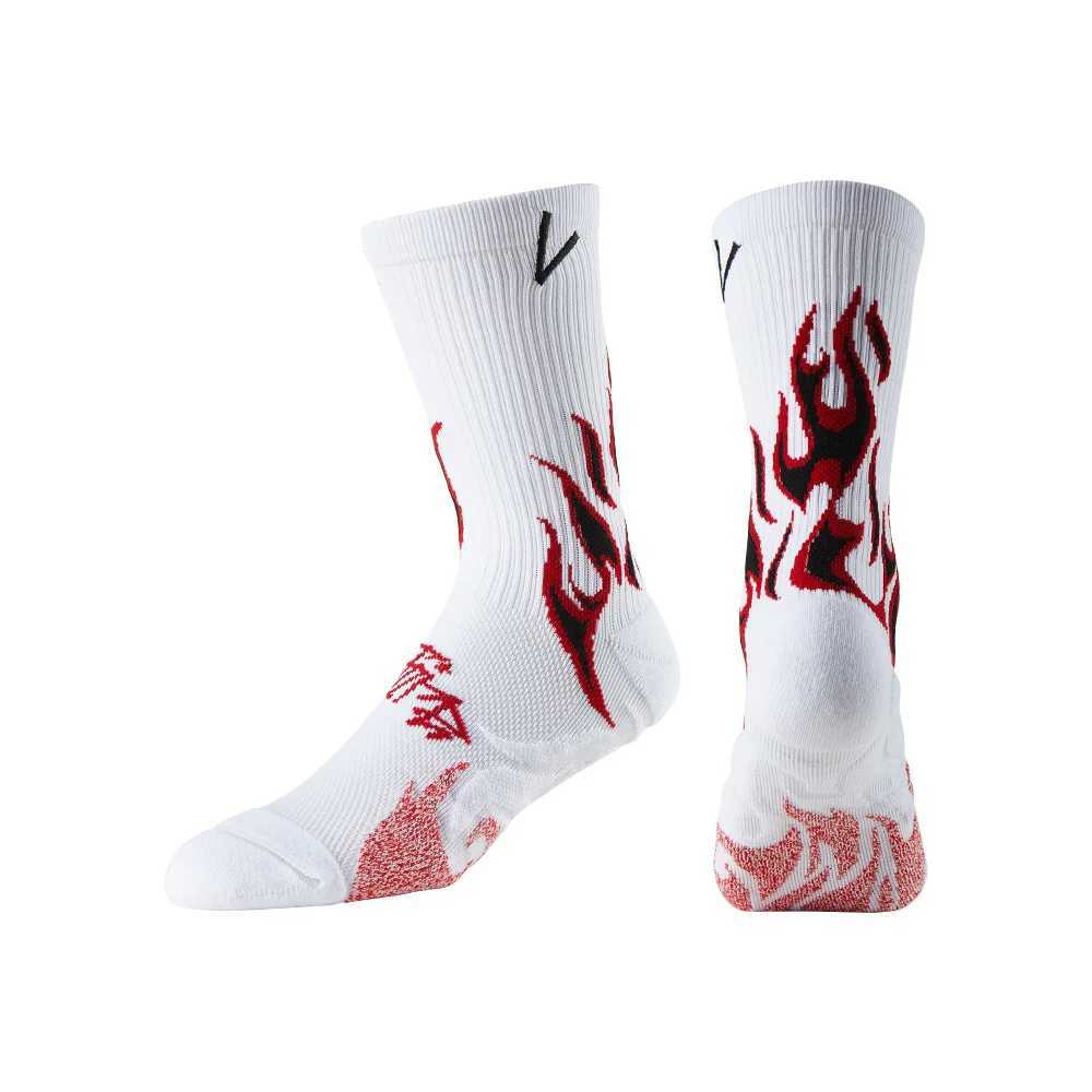 Veidoorn 3 Pairs NonSlip Sports Socks for Men Women Breathable Athletic Cushioned Ankle Socks Towel Sole Trendy Flame Pattern Y251024