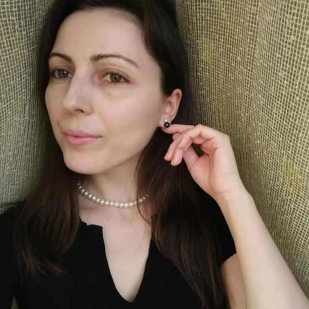 Wedding 925 Silver Natural Freshwater Pearl Necklace Earrings SetMulti Color Pearl Jewelry Set Wife Mother Birthday Gift Black 251016