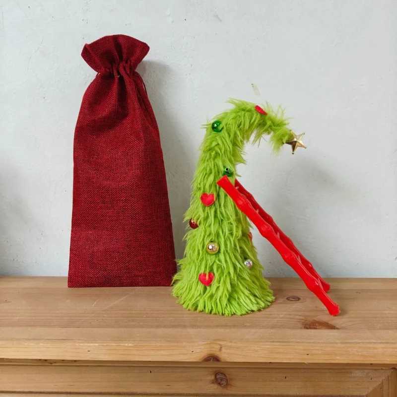 Bendable Christmas Tree Fluffy Green Desktop Xmas Tree with Ladder Themed Holiday Decor Festive Home Office Decoration C251024