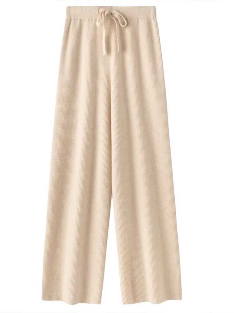 Cashmere Knitted Wideleg Pants Womens Autumn Glutinous Rice High Waist Drape Straight Casual Mopping Towel Pants ThickenedT251025