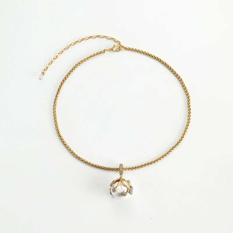 Baroque Abs Pearls Necklace Jewelry Pendant Light Bulb Big Ball Rhinestones Gold Color Wedding er For Women 2025 251016
