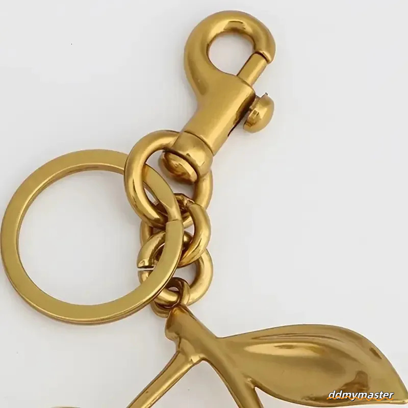 Golden Cherry Keychain For Women And Men, Fashionable Glitter Keyring Fruit Pendant Bag Accessory Ddmymaster