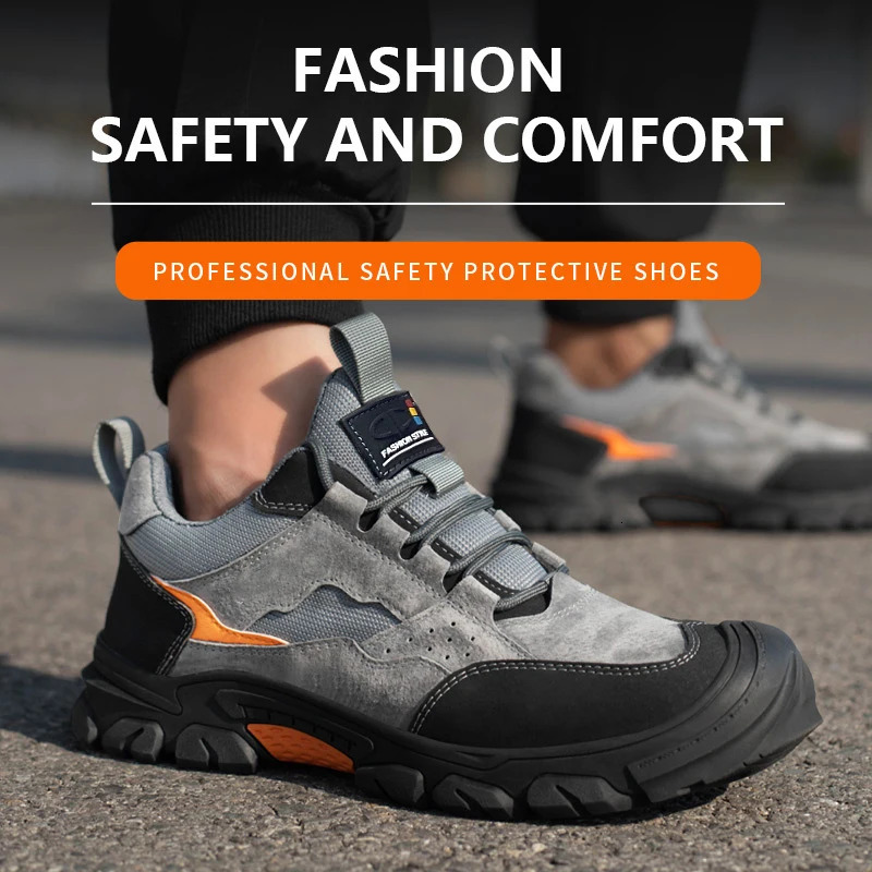 Steel Toe AntiPuncture Work Shoes Men Reinforced Sole Abrasion Resistant Safety Shoes Antismash Construction Working Boots 251023