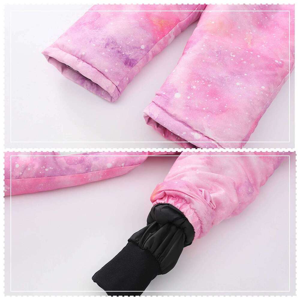 One-Piece Kids Ski Suits,Boys Girls Hooded Jumpsuits,Waterproof Windproof Children's Snowsuits,Winter Printed Snowboarding Wear