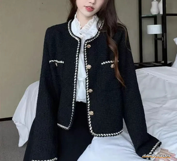 Elegant Tweed Cropped Jacket - Women's Vintage Quilted Coat For Commute & Winter Outwear Ddmymaster