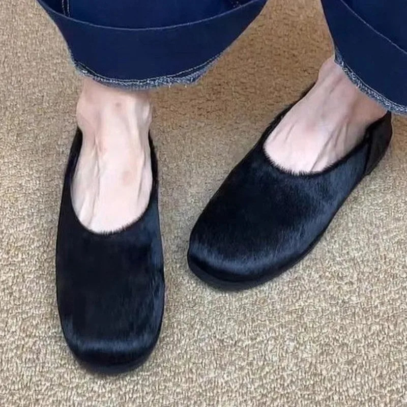 Fur Flats Shoes Loafers Women Casual Shallow Autumn Trend Furry Comfort Soft Sole 251023