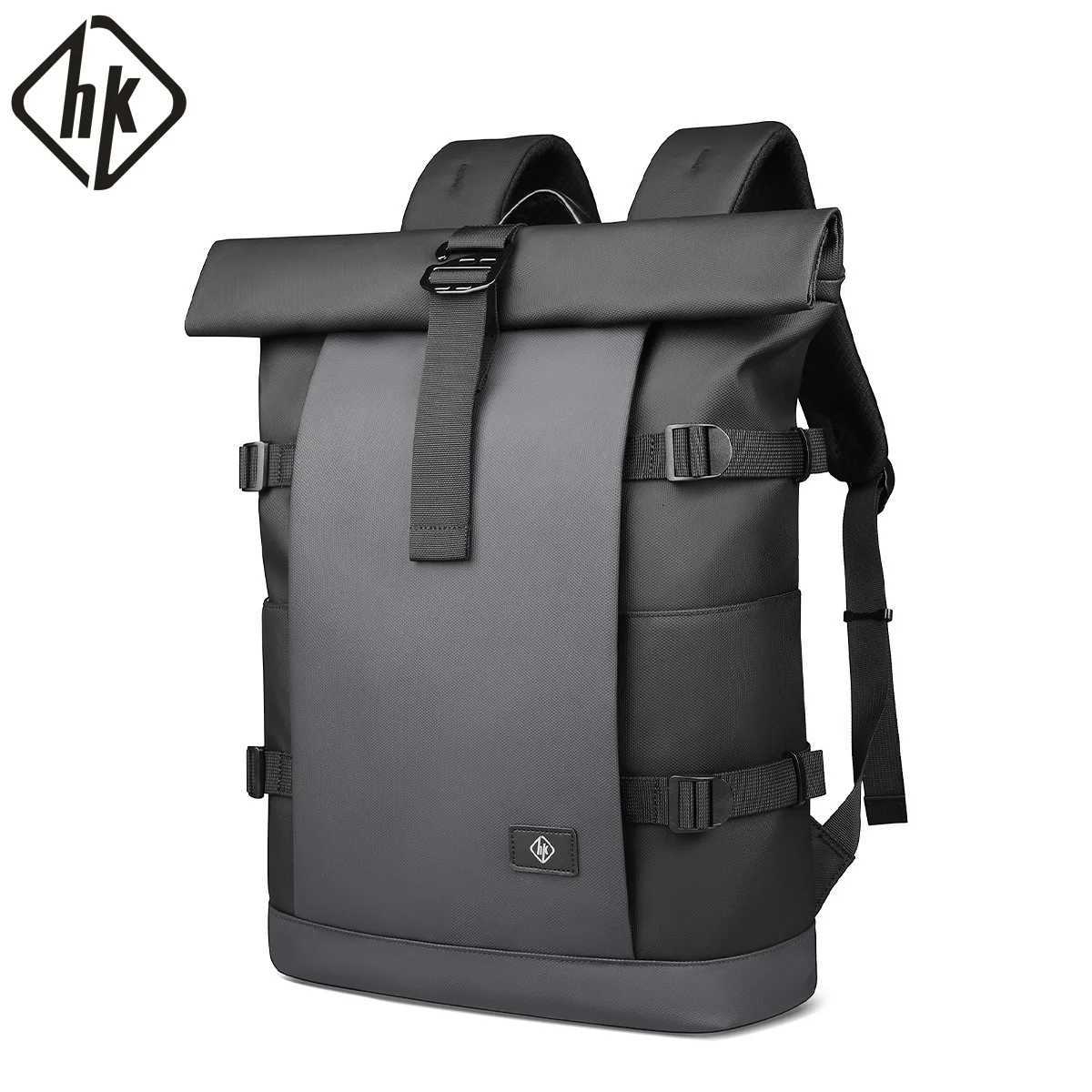 HK Waterproof RollTop Backpack for Men Large Capacity Expandable 17 Inch Laptop Bag Leisure Travel Backpack Hiking Camping Bags W251025
