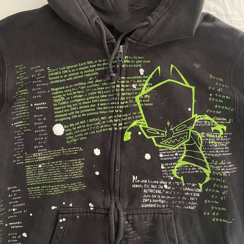 Woman Hoodie Aesthetic Gothic Y2k Cyber Grunge Emo Zip Up Sweatshirts Vintage Graphics Print Kpop Clothes For Women