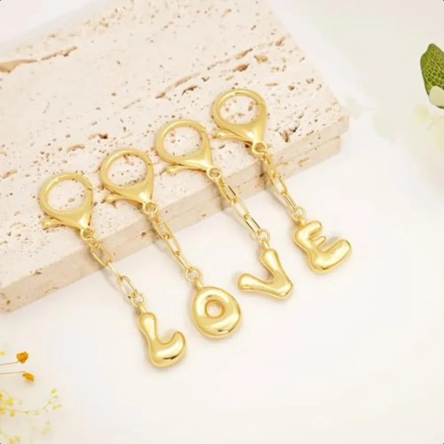 Bag Charms Gold Initial Keychains Personalized Birthday Gifts 14K Gold Keychain Accories Purse Charms for Women 251023