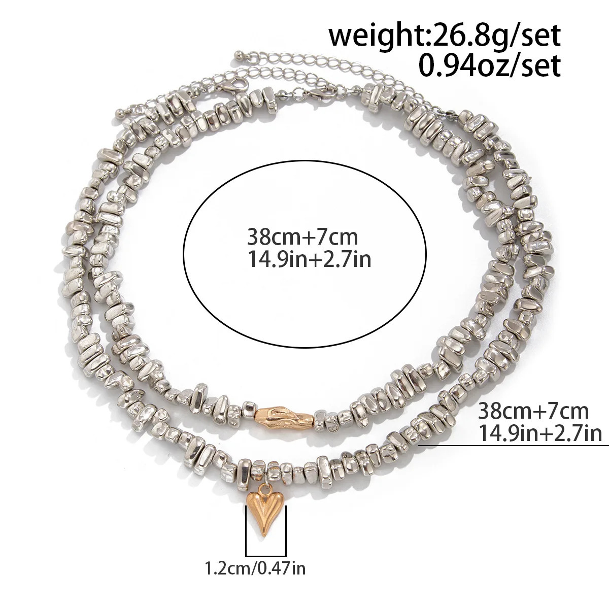 Retro Simple Heart shaped Pendant Necklace 2025 Multi layer Sweet Creative Irregular String Style Girl Fashion Birthday Jewelry 251016