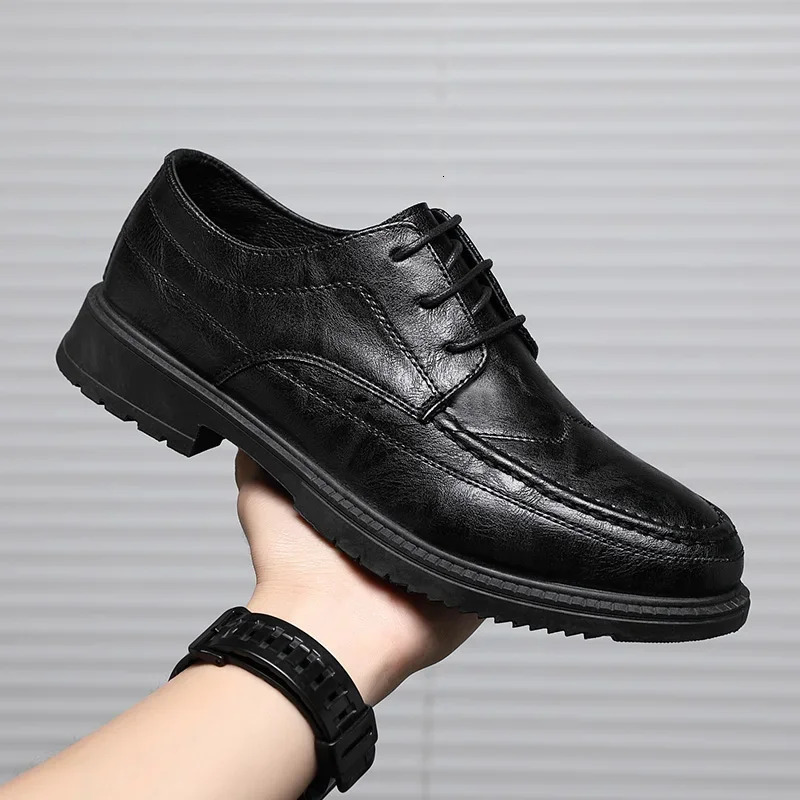 High Quality Leather Men Casual Shoes Breathable formal Mens Dress Shoes Italian LaceUp Nonslip Men Driving Shoes 251023