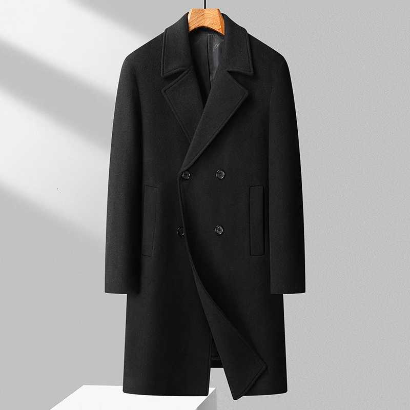 Gentlemen Cashmere Wool Blend Overcoat Old Money Men Double Breasted Design Woolen Coats Black Grey Brown Menswear Winter AutumnT251025
