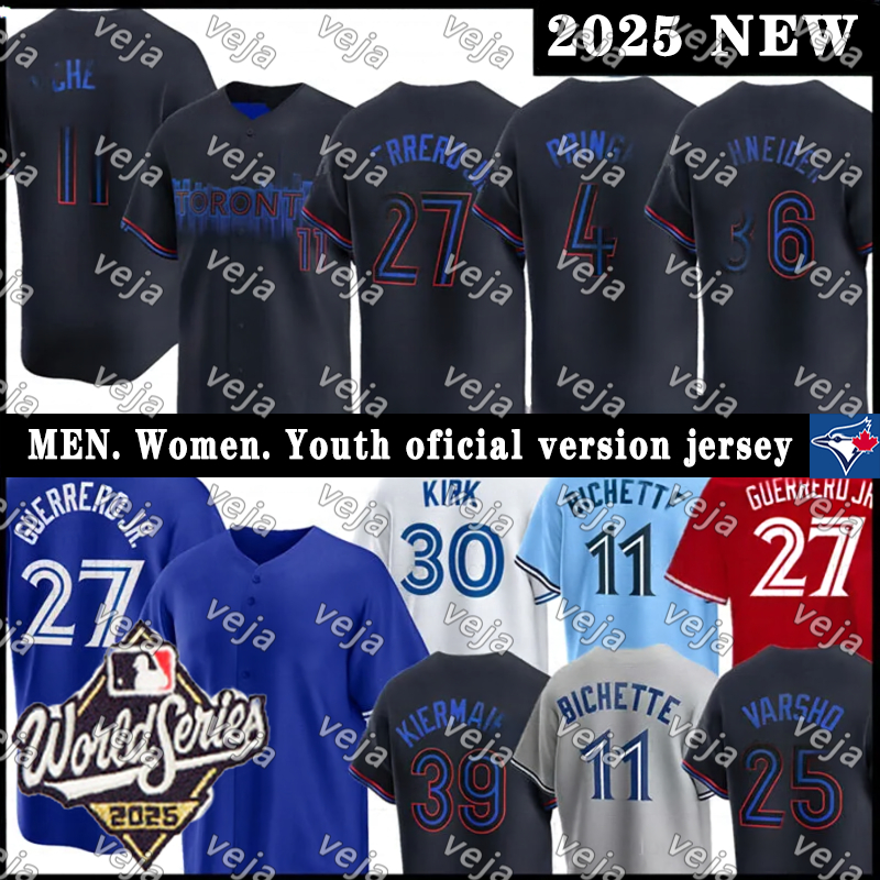 #27 Vladimir Guerrero Jr. Jersey #11 Bo Bichette Jersey #4 George Springer 2025 World Series Blue Jays Jerseys Kevin Gausman Chad Green Alejandro Kirk Baseball Jerseys
