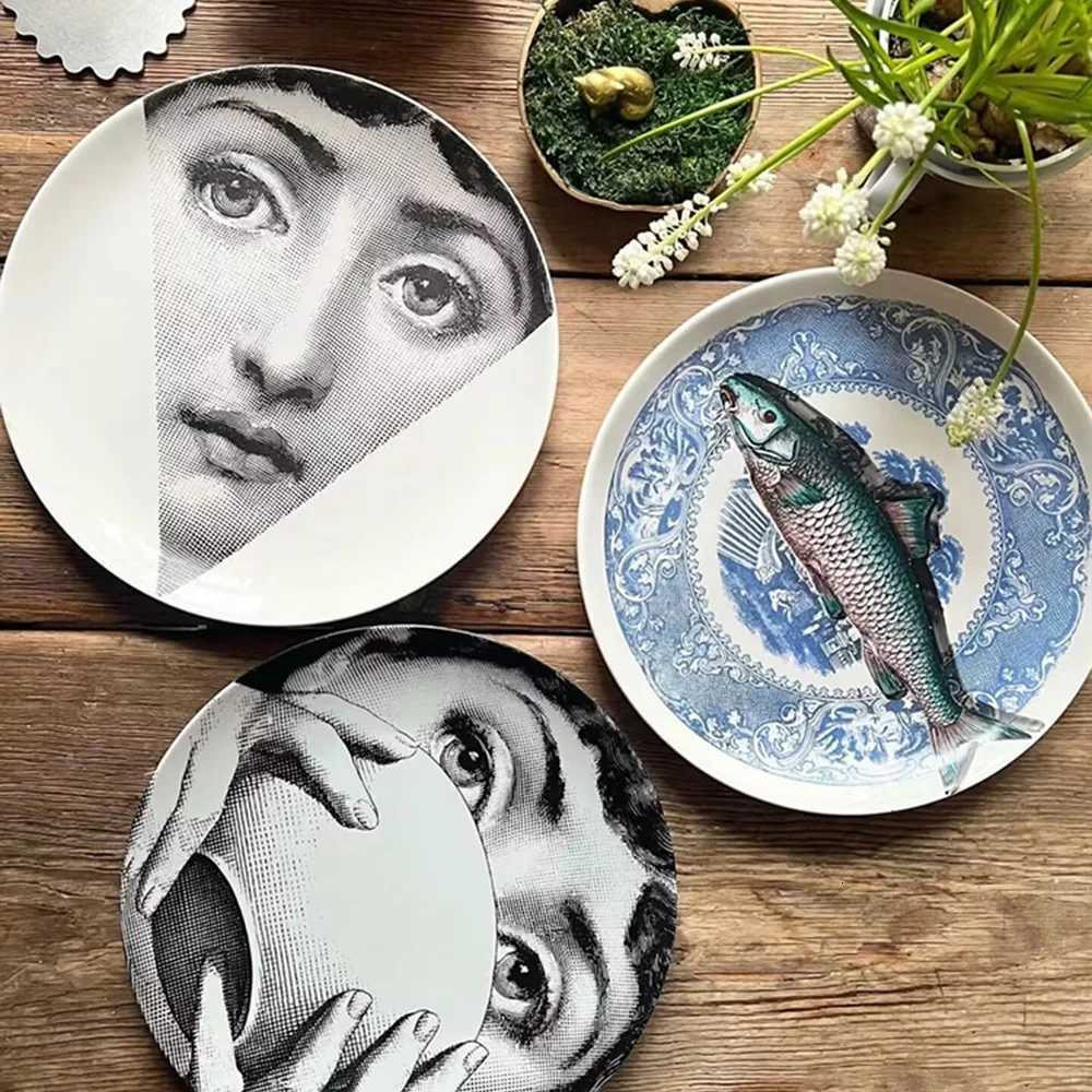 Ceramic Italian Face Hanging Plate Wall Decoration Plate European Ceramic Art Nordic Wall Decoration Ornaments Dinner Ceramic Tr Y251025