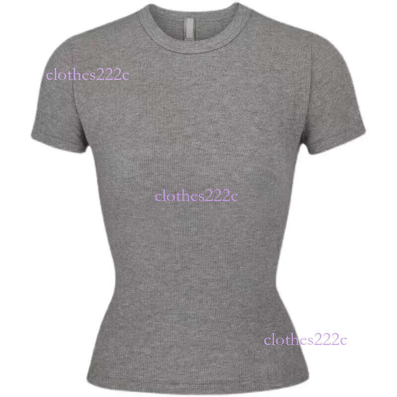 Kim Top T-Shirt Short Sleeve Stretch Slim Kylie With Thread Pure Cotton Round Neck Base