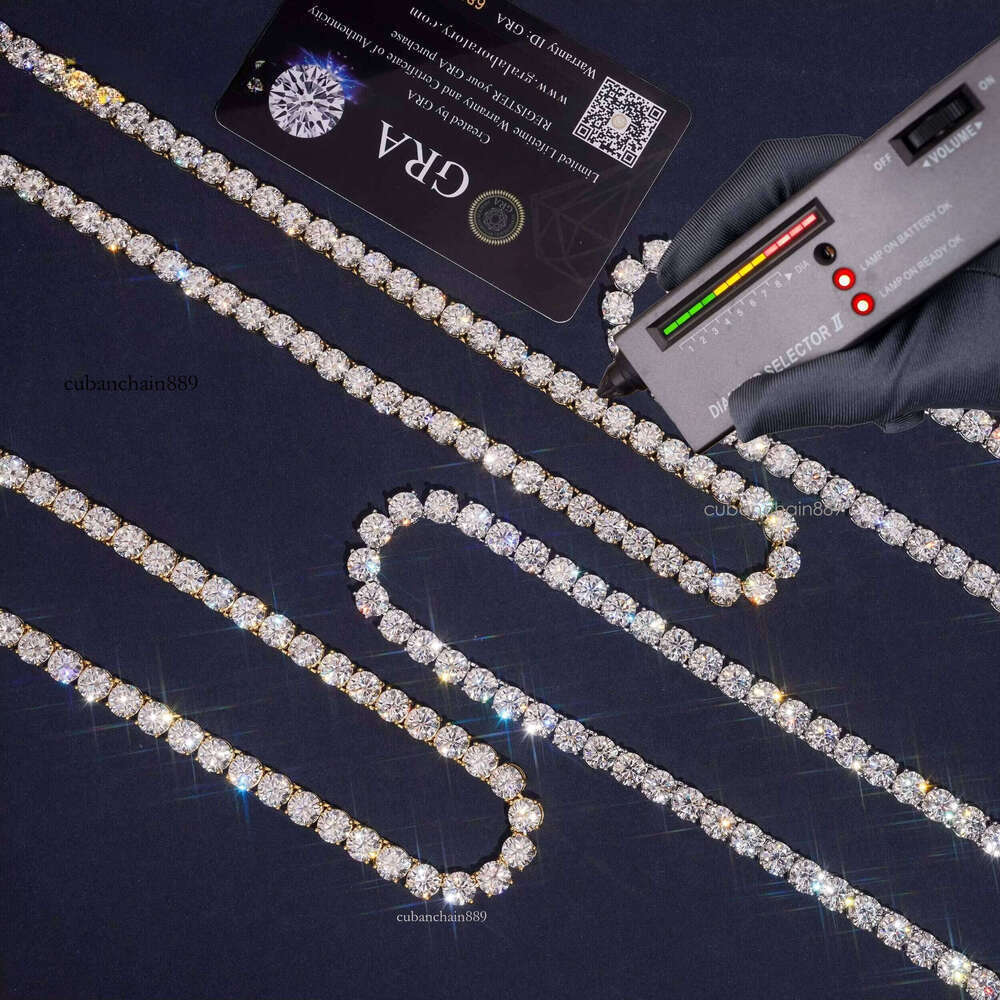 Iced Out Bracelet Hip Hop Men 4mm D VVS Silicon Stone Jewelry Sier Gold Tennis Chain Necklace