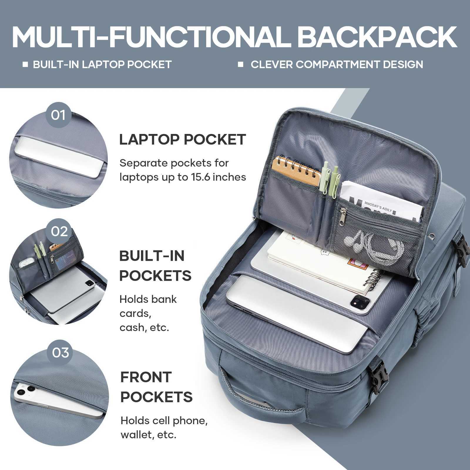 Ryanair 40x30x20 Travel Backpack Cabin Airplane Easyjet 45x36x20 Suitcases Waterproof Backpack Laptop Packbag Cabin Luggage Bag W251025