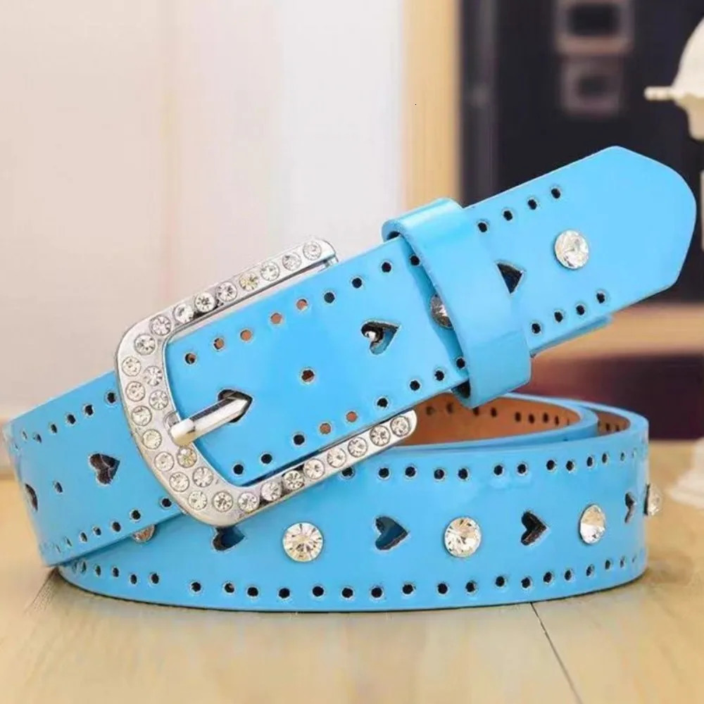 Korean Style Womens Rhinestone Belt Vintage Hollow Out Fashionable Waistband for JeansDresses Y2K Punk Inspired 251024