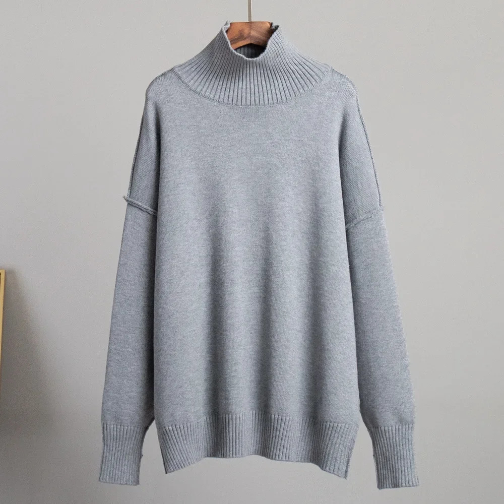 Zekey Autumn Winter Womens Solid Color Knitted Turtleneck Sweater Female Warm FashionThick Loose Casual Pullovers 251021