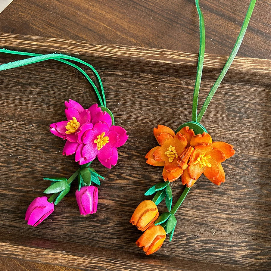 Oriental Cherry Genuine Leather Bag Charm Purple Flower Keychain Bag Pendant Decoration High Girl Gift Bags Accessories 251023