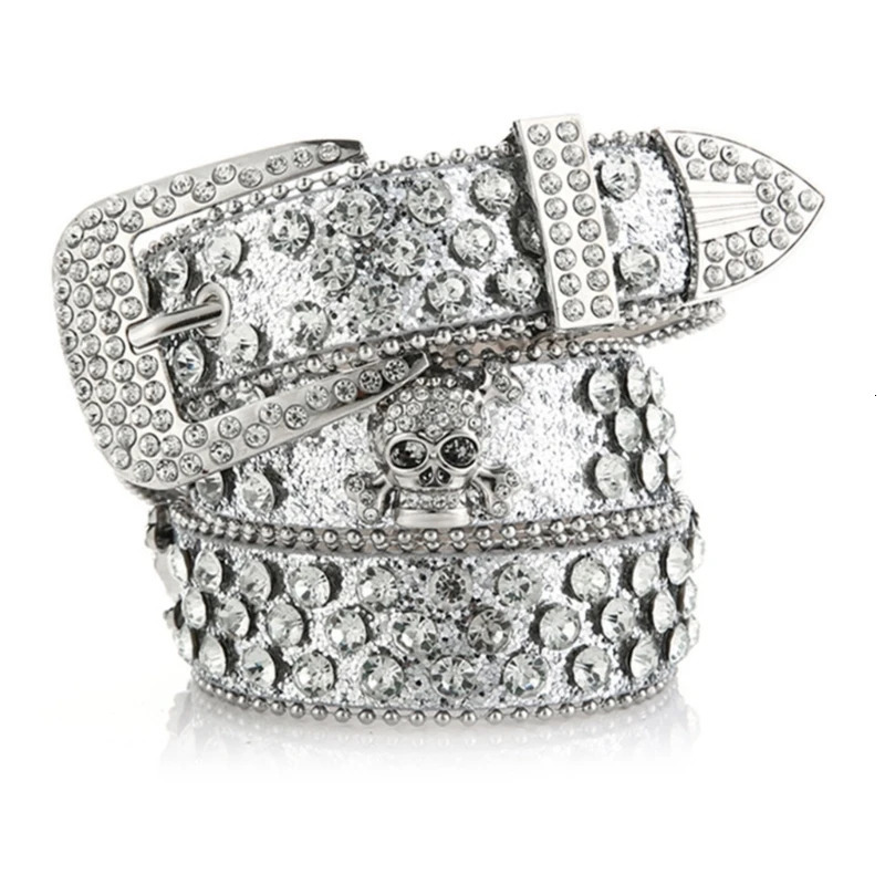 Head Skull Buckle Belts Women Puleather Strap Rhinestone Buckle Belts Western Cowboy Y2k Girls Fashion Belt for Jeans 251024