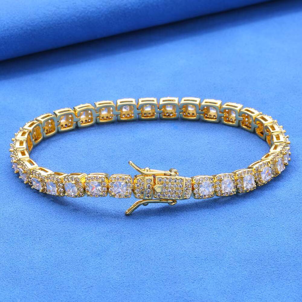 European American HipHop CrossBorder S925 Silver Moissanite Full Diamond Rock Candy Bracelet HighEnd Mens Jewelry Trendy