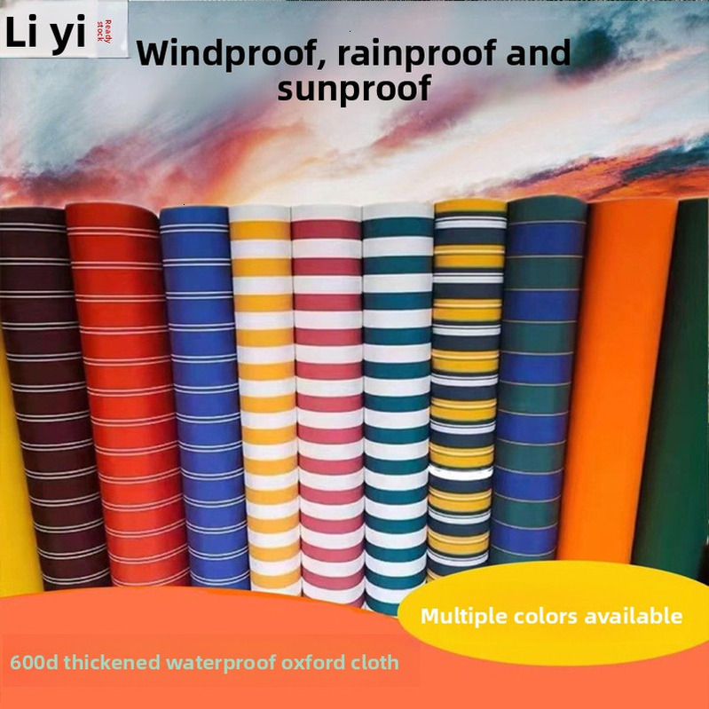High-Quality 600D Thickened Yarn-Dyed Oxford Fabric Super Sun-Resistant Color Stripe Sunshade Tarpaulin High Waterproof Rain Shelter Wholesale