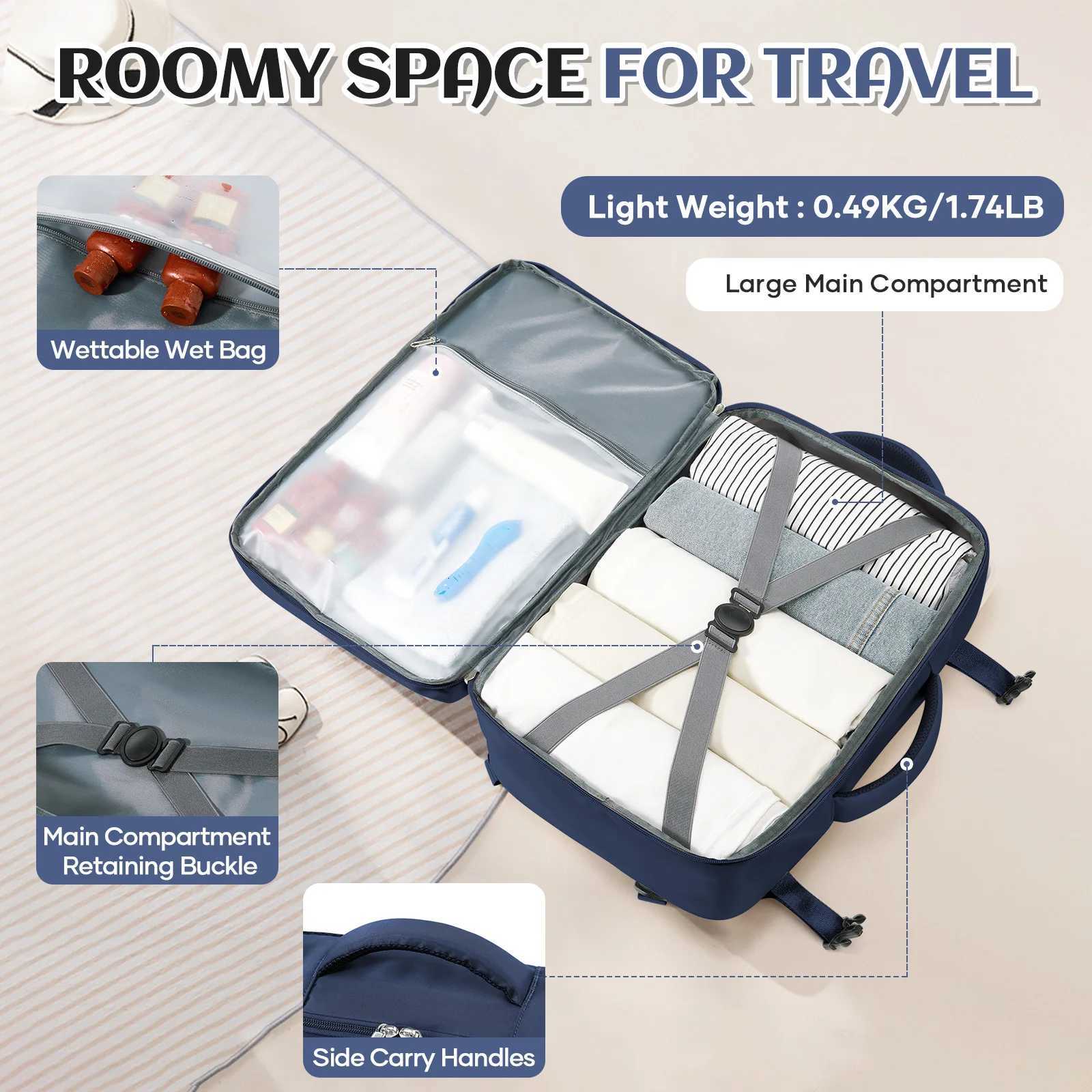 Airplane Cabin Travel Backpack For Women Men Laptop Backpack Hand Luggage 40x30x20 Backpack Under Aircraft Seat Cosmetic Bag W251025