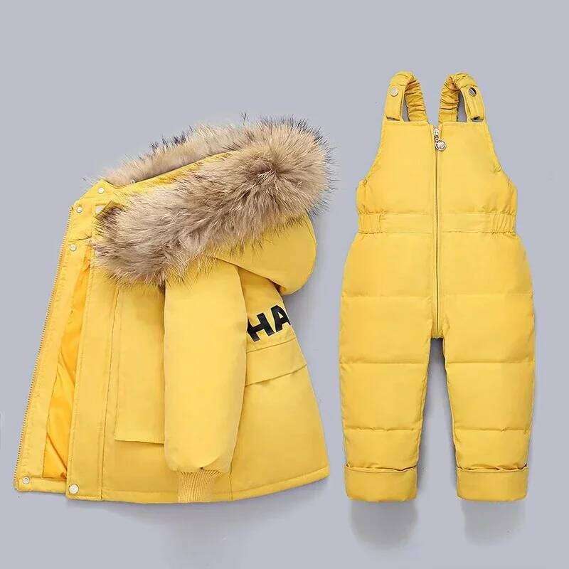 Baby Boy Snowsuit Winter -30° Duck Down Jacket Jumpsuit Warm Kids Parka Hooded Coat Children Overalls Toddler Girl Clothing Set