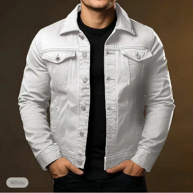 Fashion Casual Spring Autumn Turn Down Collar Outwear Cotton Jeans Jacket for Men Black Denim 251017