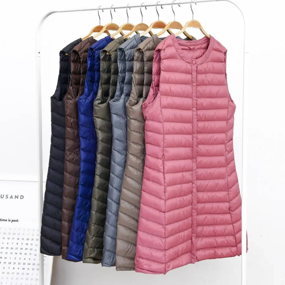 New 2023 Ultra Light Coats Casual Slim Long Duck Down Vests High Quality Women Winter Jackets Female Warm Waistcoat dongdumaoyi