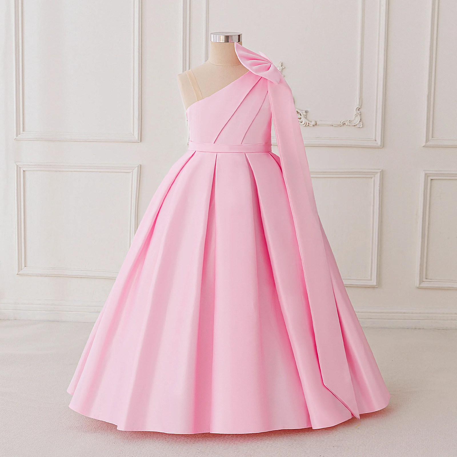 Fashion Bow Bridesmaids Party Girls Dress Elegant Wedding Birthday Princess Prom Dresses for Girl Gala First Communion Costumes 251023