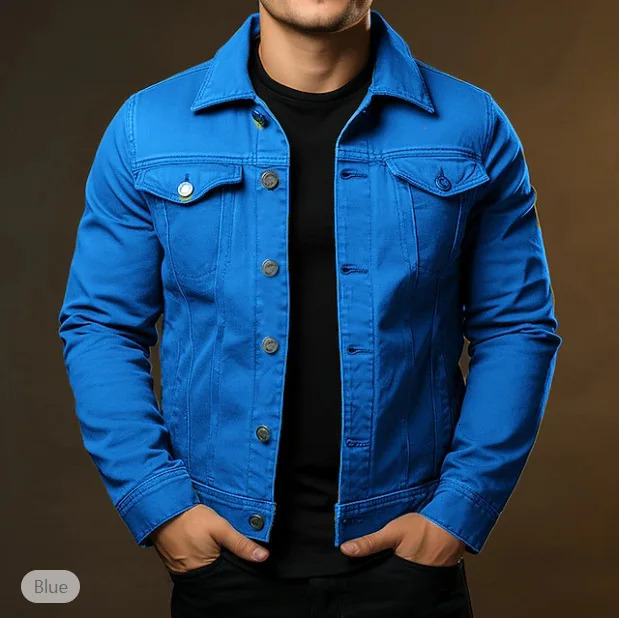 Fashion Casual Spring Autumn Turn Down Collar Outwear Cotton Jeans Jacket for Men Black Denim 251017