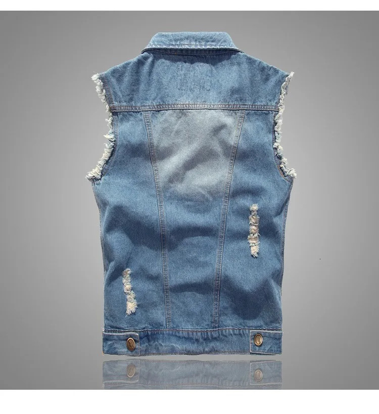 Cowboy vest mens spring and autumn slim fit denim jacket casual sleeveless top with two chest pockets 251017