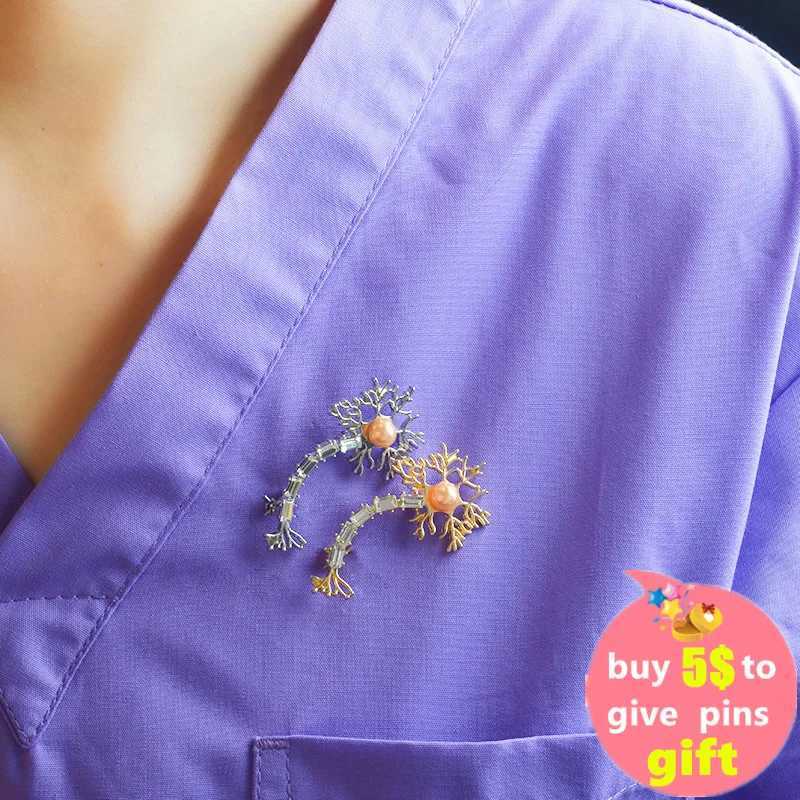 Neuron Lapel Pins and Brooch with Pearl and Zircon The Brain Nerve Cell Brooches Medical Jewelry Gift for Doctor Nurse J251115
