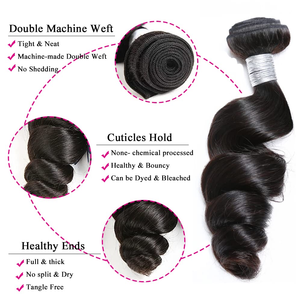 Virgin Human Hair Loose Wave Bundles 8-32 Inch 95-100g Natural Black Color Can Be Dyed Styled