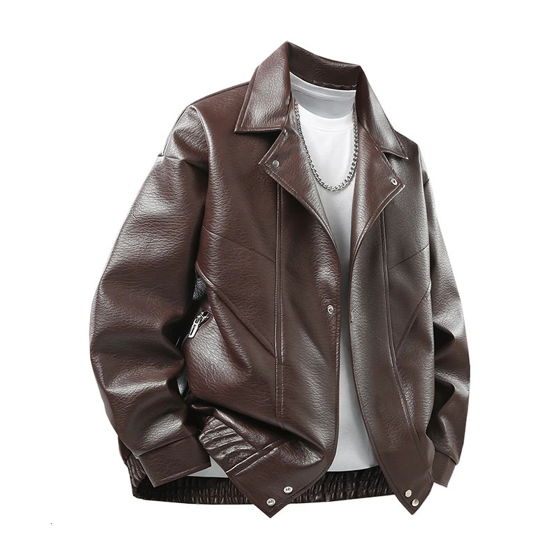Outdoor Highquality Fashion Trend Autumn and Winter Leather Jacket Mens Outdoor Versatile Breathable Warm Top 251024