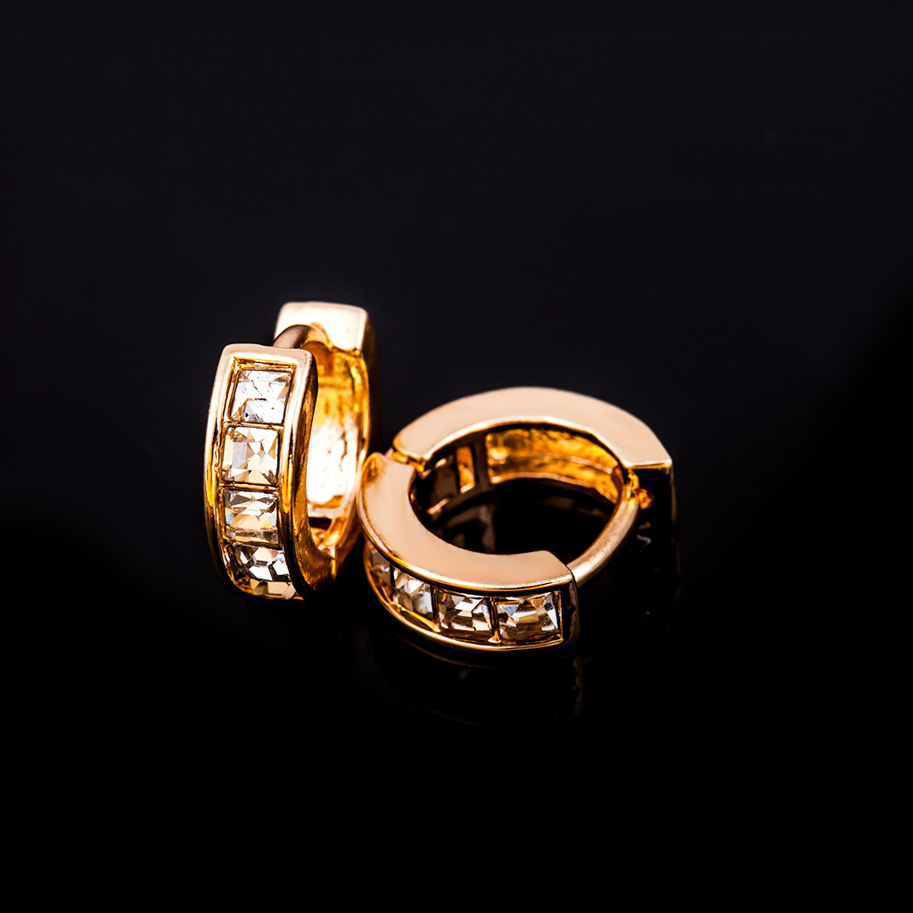 Fashion Jewelry Sier Plated Zircon Studs Clips Ear Accessories Women Full Dia Round Hoop Earrings