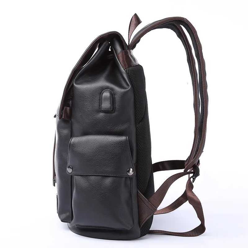 MOYYI Large Waterproof Flip Cover Travel Leather Backpack Men Women Teenagers College Student School Bag Casual Laptop Daypacks W251025