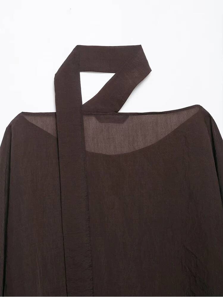 Elegant Women Holiday Chic Rivet Decoration Pullover Scarf Collar Long Sleeve Loose Cloak Ladies Summer Outwear dongdumaoyi