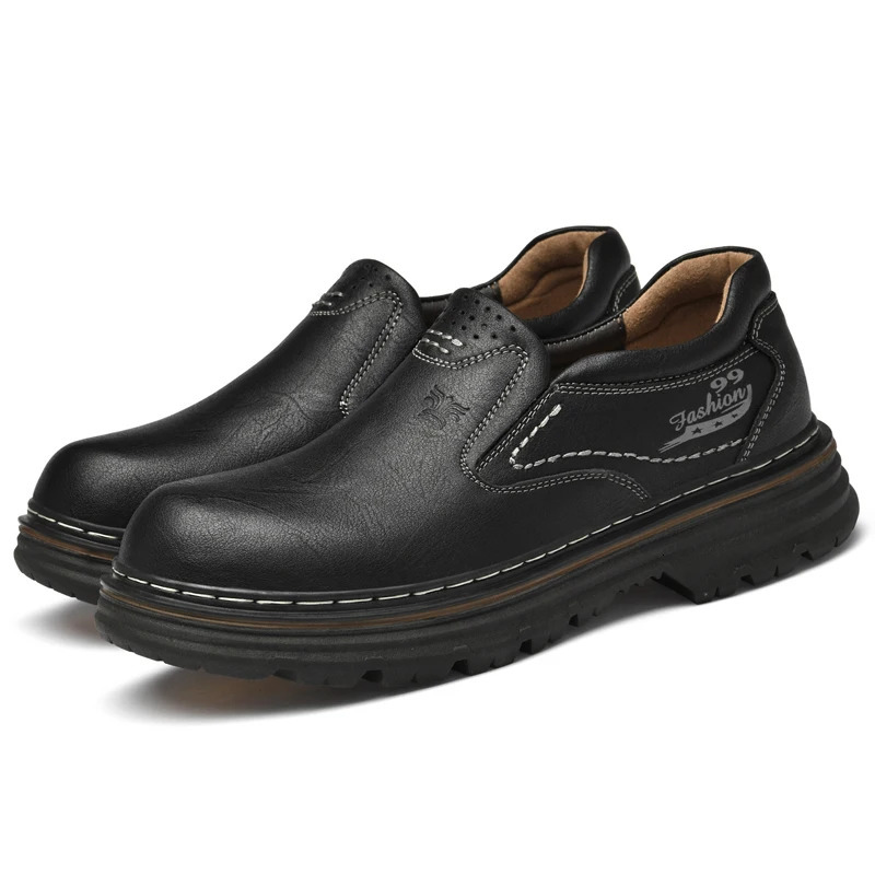 Vintage Style Men Genuine Leather Loafers Soft Rubber Man Casual Shoes NonSlip Leisure Walk Footwear Classic Outdoor Drive Shoe 251023