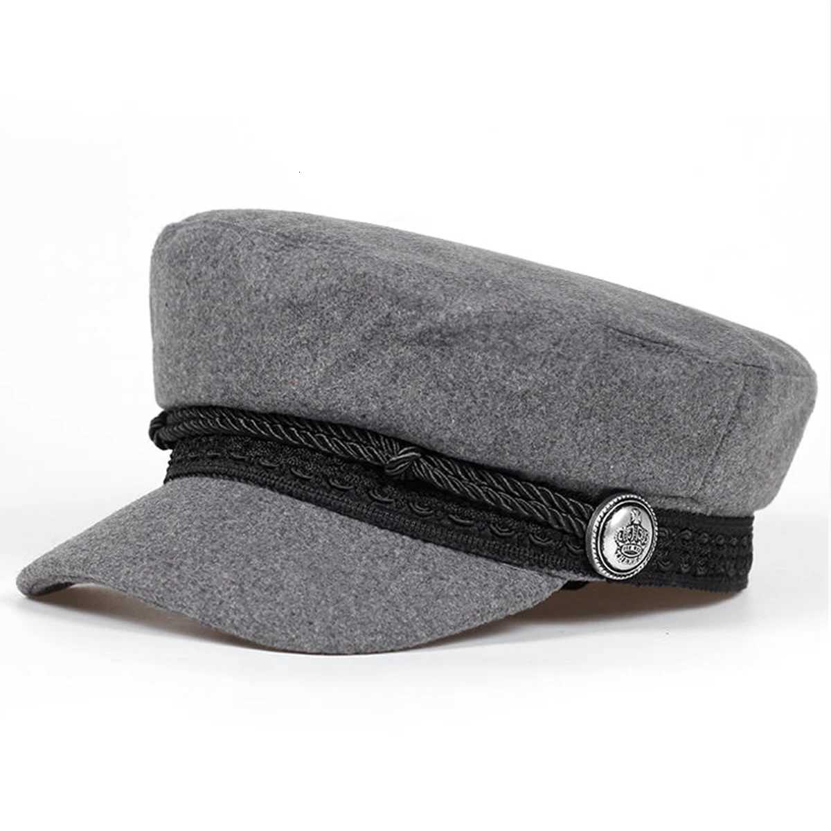 Fashion Wen Crown buckle lace Army C Spring Autumn Sailor Hats Black Ladies Beret Cs Men Flat Top Ctain Military Cs Y251025