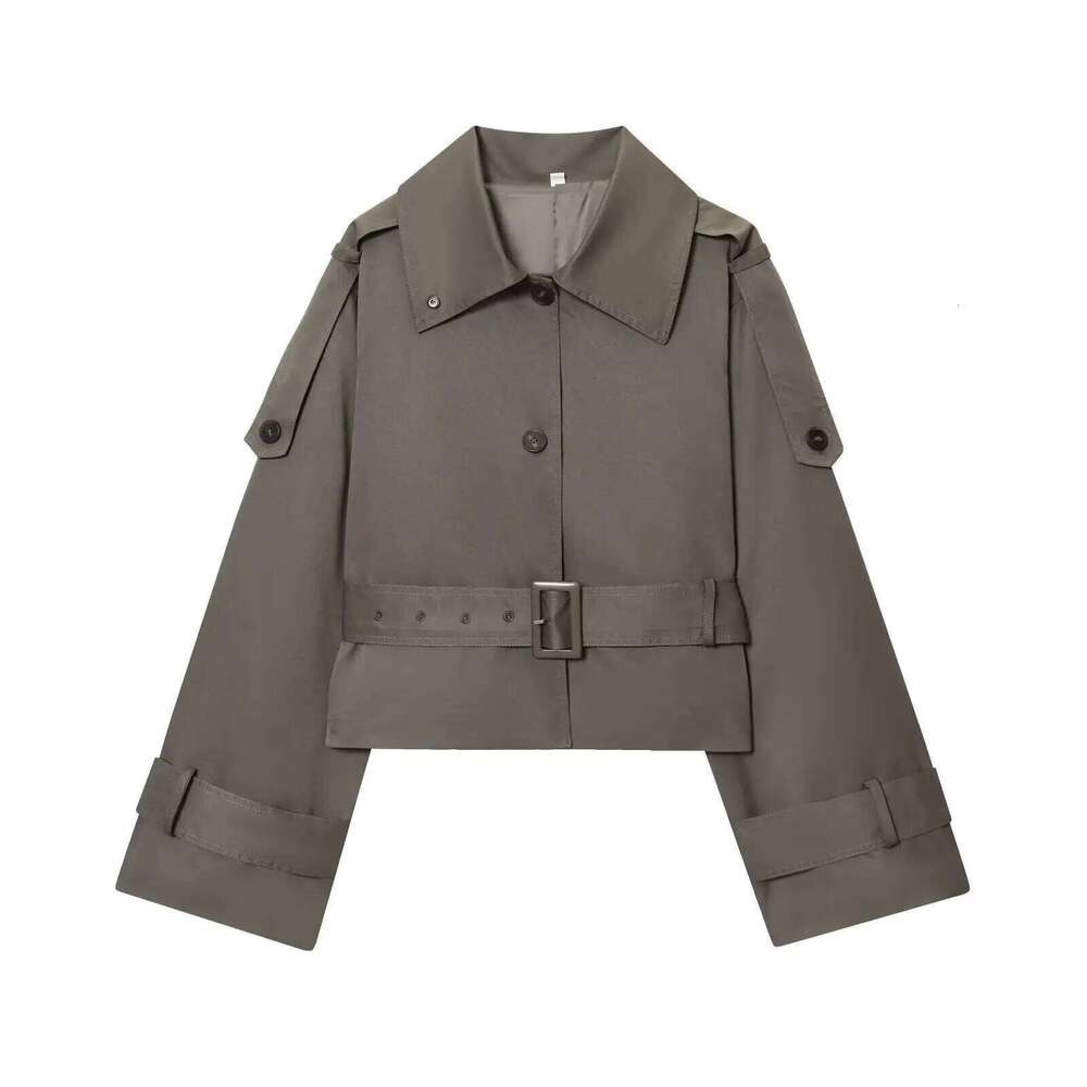 Diyig WOMAN Autumn New Fashion With Belt Short Comfortable Windbreaker Retro Long Sleeve All Match Coat Outerwear Mujer
